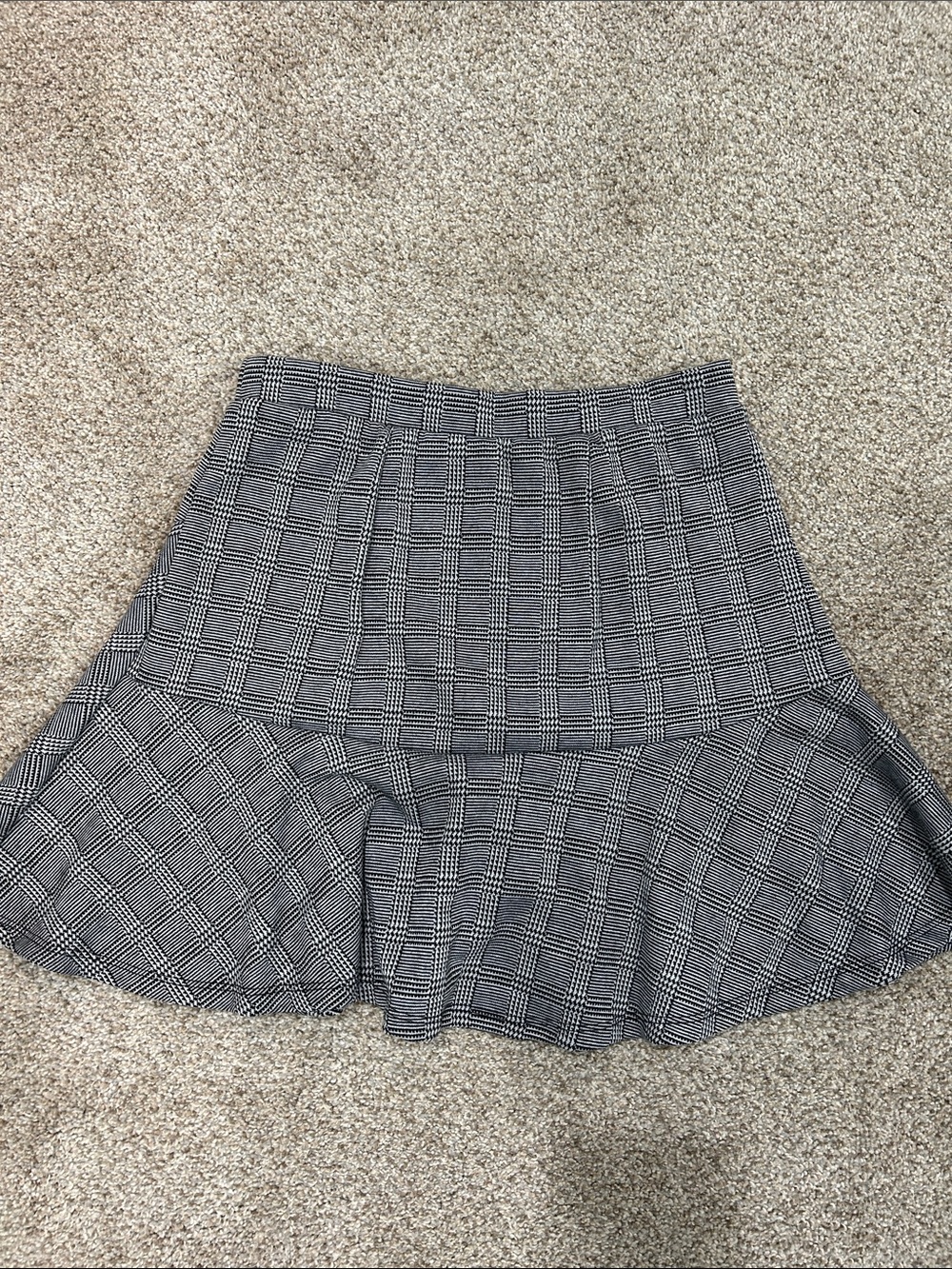 SO Black and White Plaid Flared Skirt